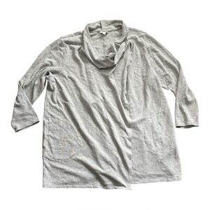 J. Jill PureJill Plus Size Cowl Wrap Cardigan Sweater | Light Grey | 3X